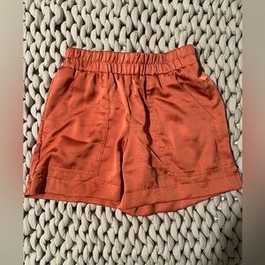 High-Rise Orange Silky Shorts